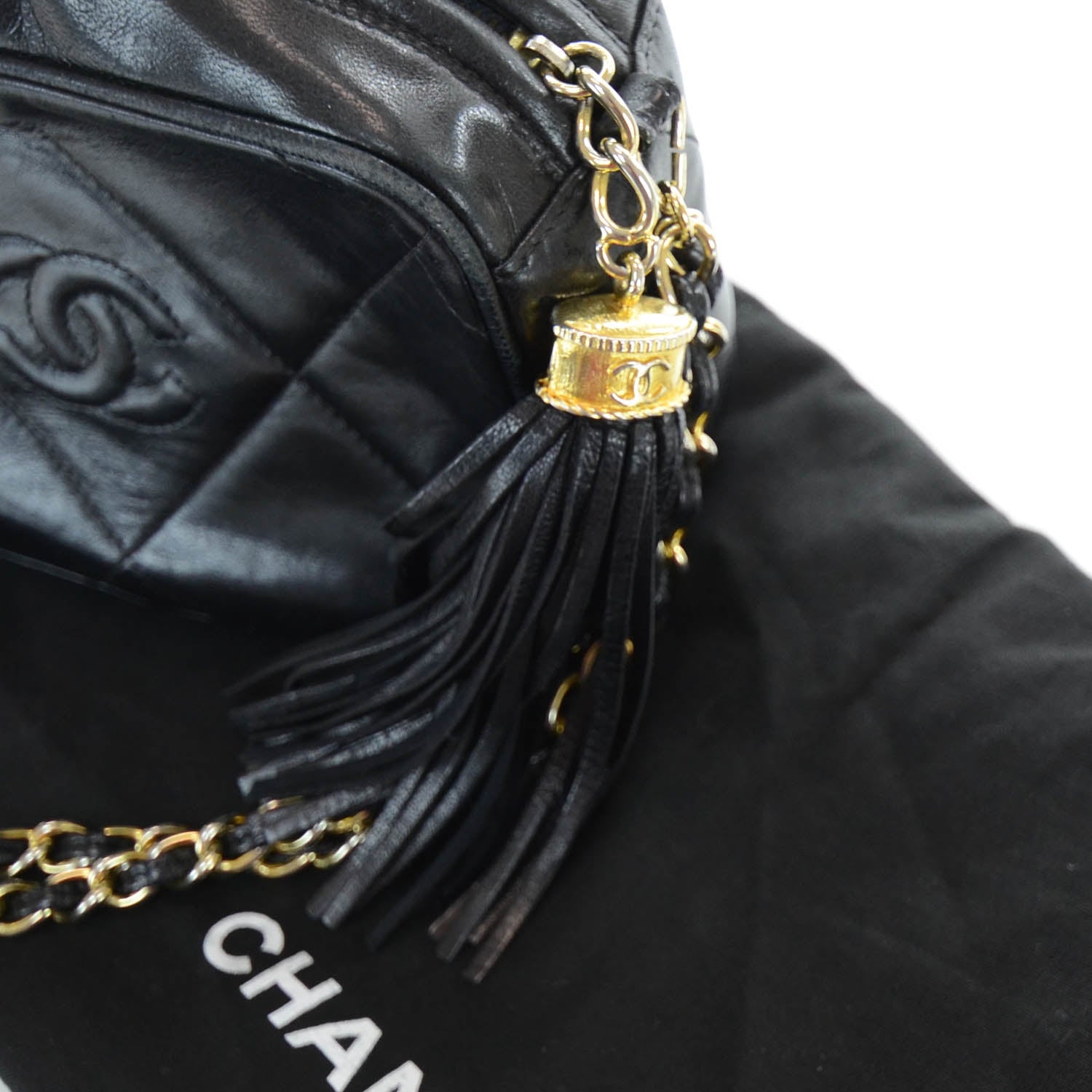 Chanel Lambskin Quilted Camera Tassel Case Black 7 of 10