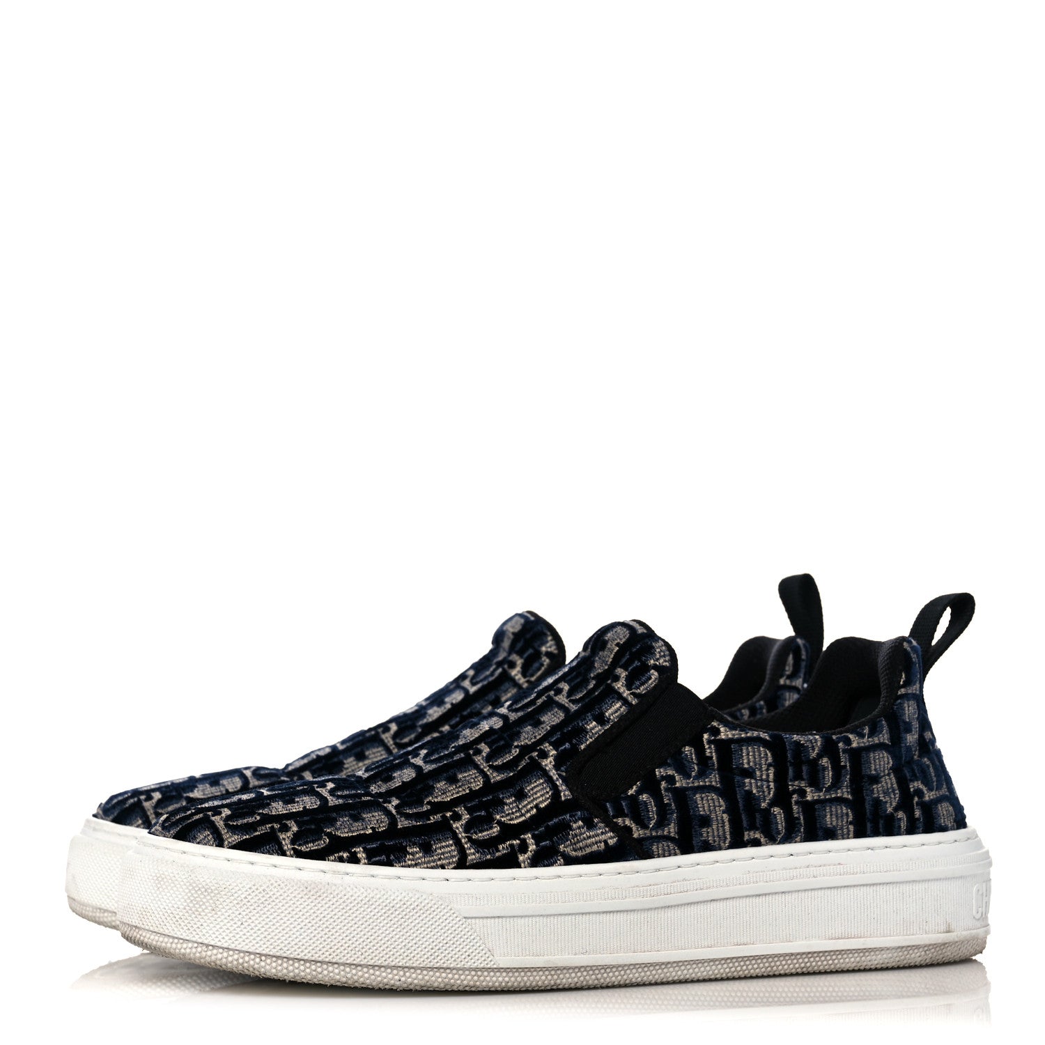 Christian Dior Velvet Oblique Womens Solar Slip On Sneakers 38.5 Deep Blue 3 of 11