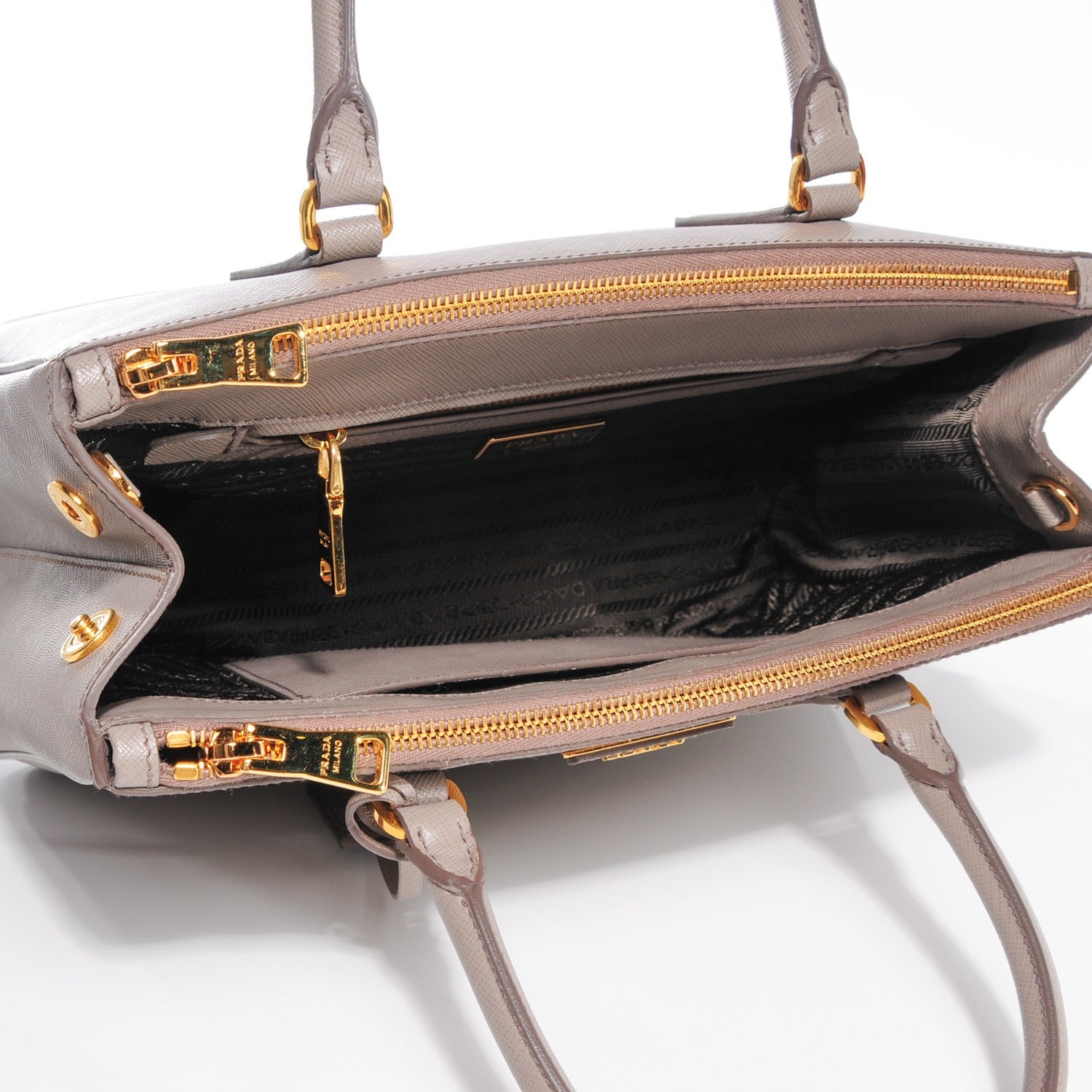 Prada Saffiano Lux Medium Double Zip Tote Argilla 8 of 12