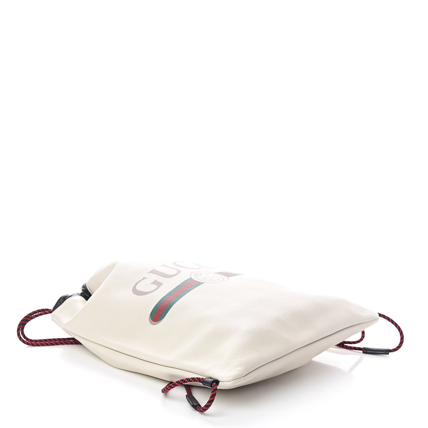 Calfskin Logo Drawstring Backpack Mystic White