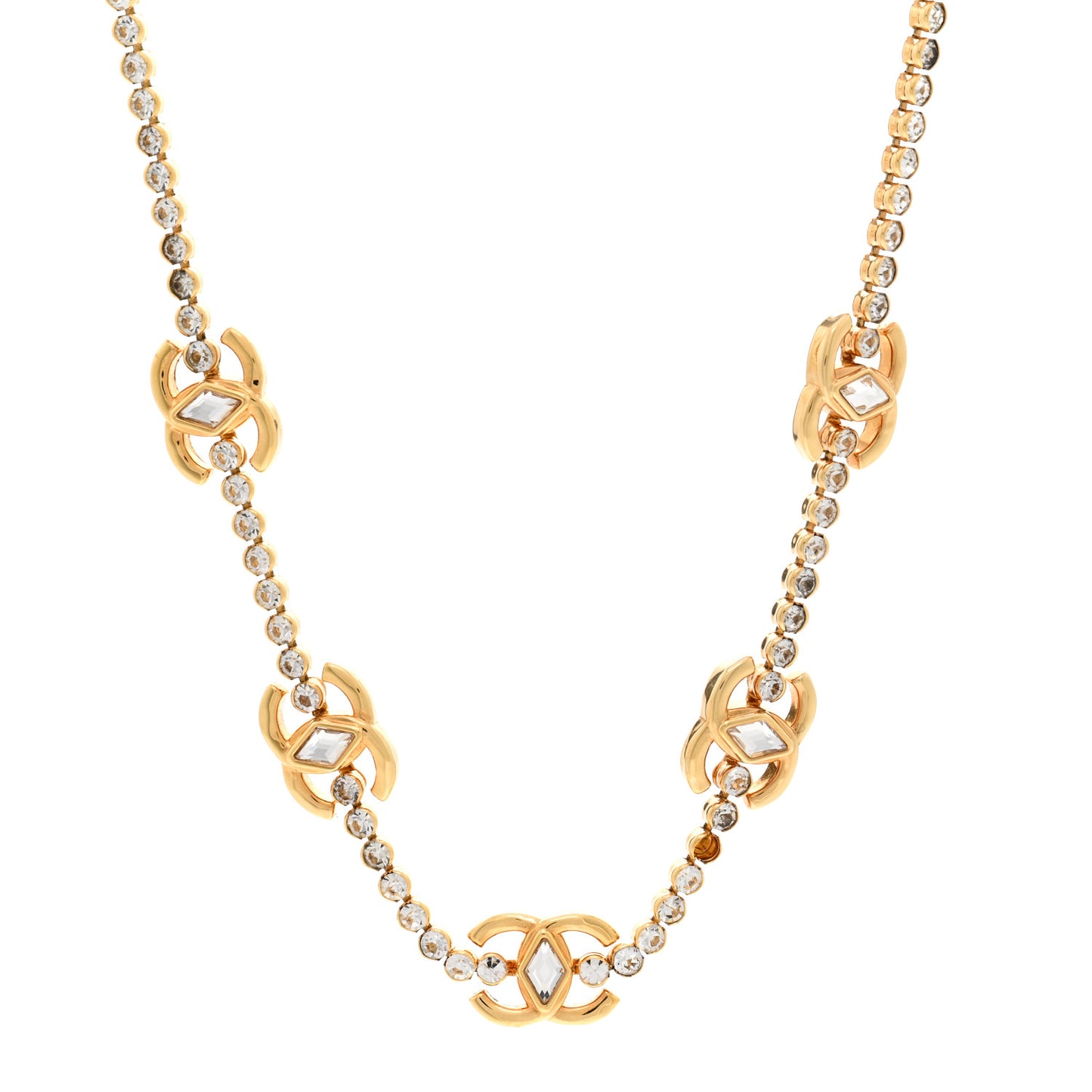Metal Crystal CC Marquise Choker Gold