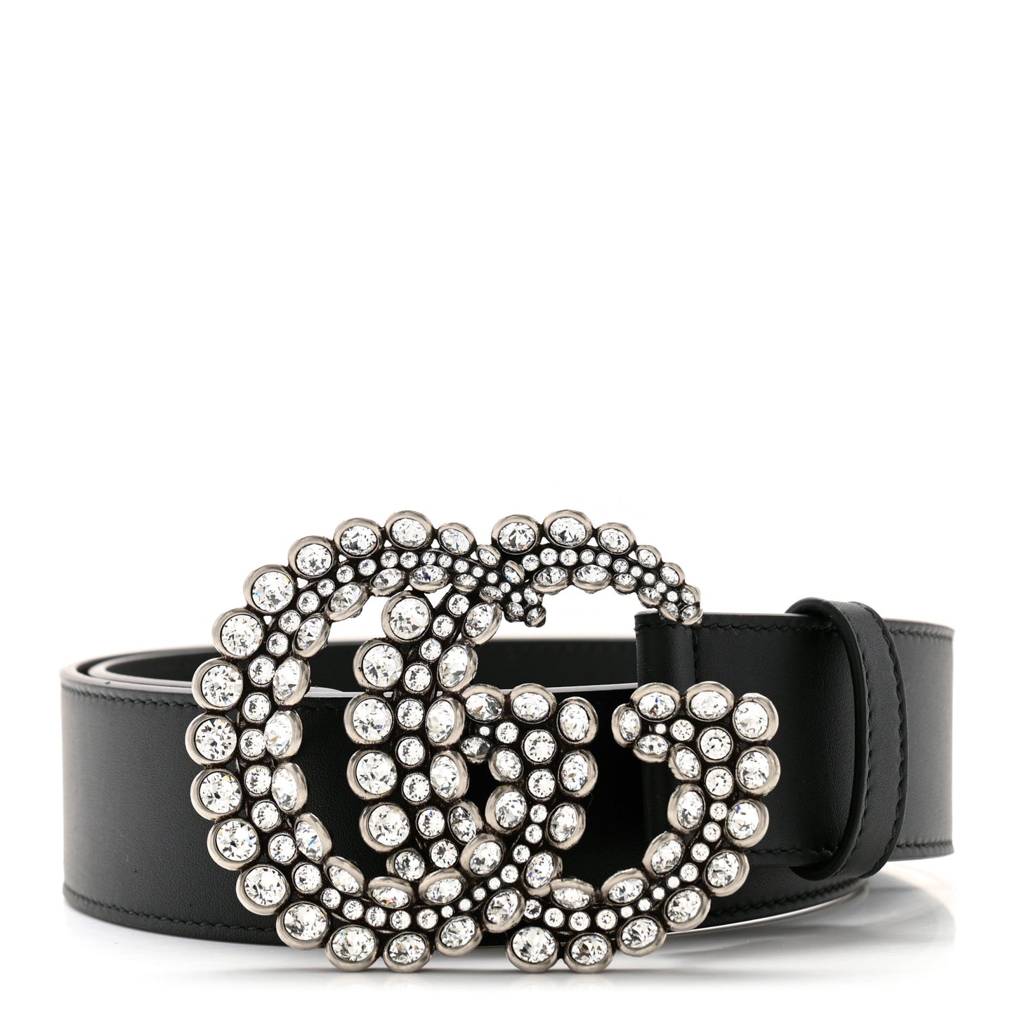Calfskin Crystal Double G 40mm Belt 80 32 Black