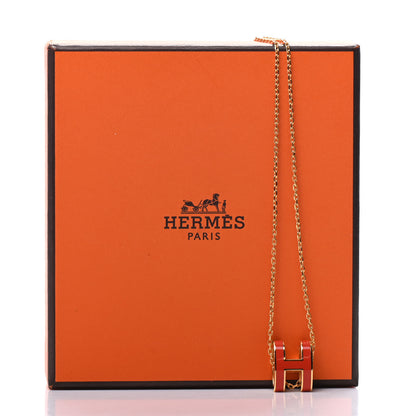 Hermes Lacquered Gold Pop H Pendant Necklace Orange Fonce 7 of 7