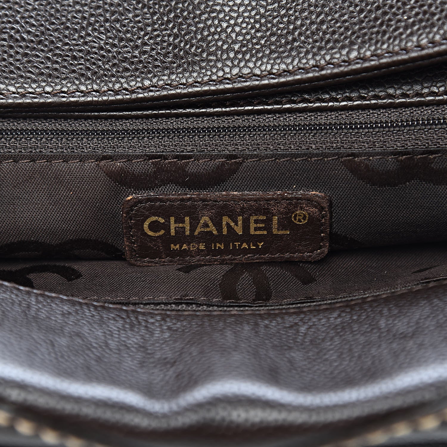 Chanel Caviar CC Stitched Medium Tote Brown 6 of 17