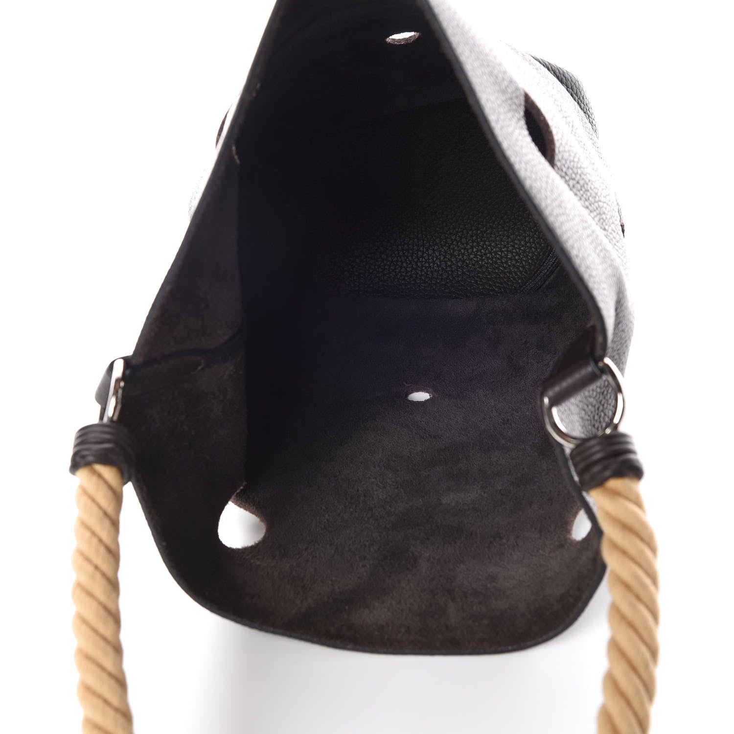 Hermes Taurillon Clemence Mangeoire Rope Bag Chocolate 7 of 9