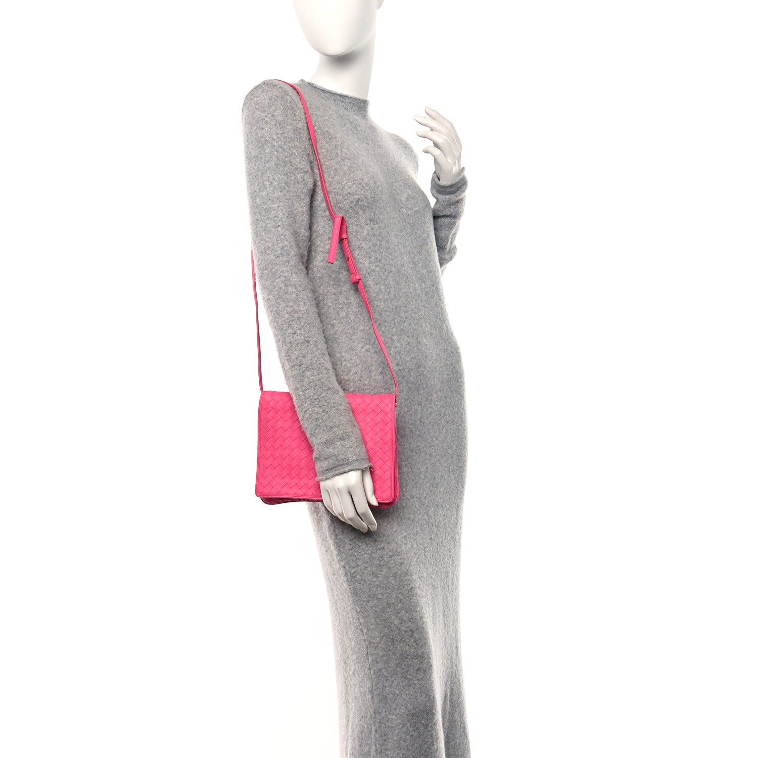Bottega Veneta Nappa Intrecciato Flap Crossbody Rosa Shock 2 of 12