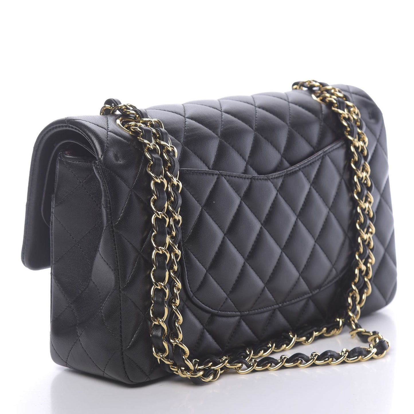 Lambskin Quilted Medium Double Flap Black