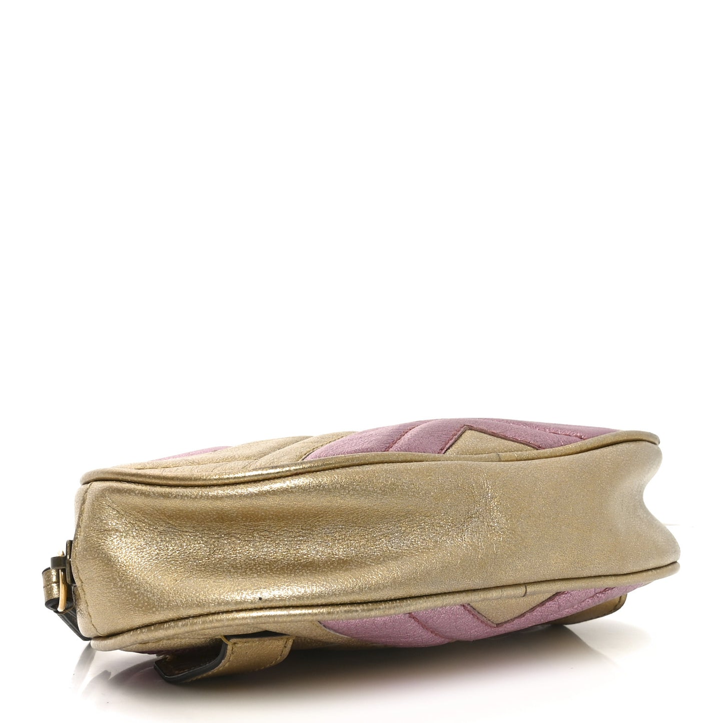 Metallic Nappa Matelasse Heart GG Marmont Belt Bag 85 34 Oro Vecchio Rosa