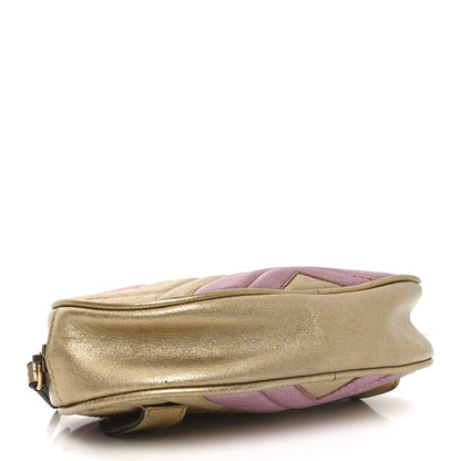 Gucci Metallic Nappa Matelasse Heart GG Marmont Belt Bag 85 34 Oro Vecchio Rosa 4 of 12