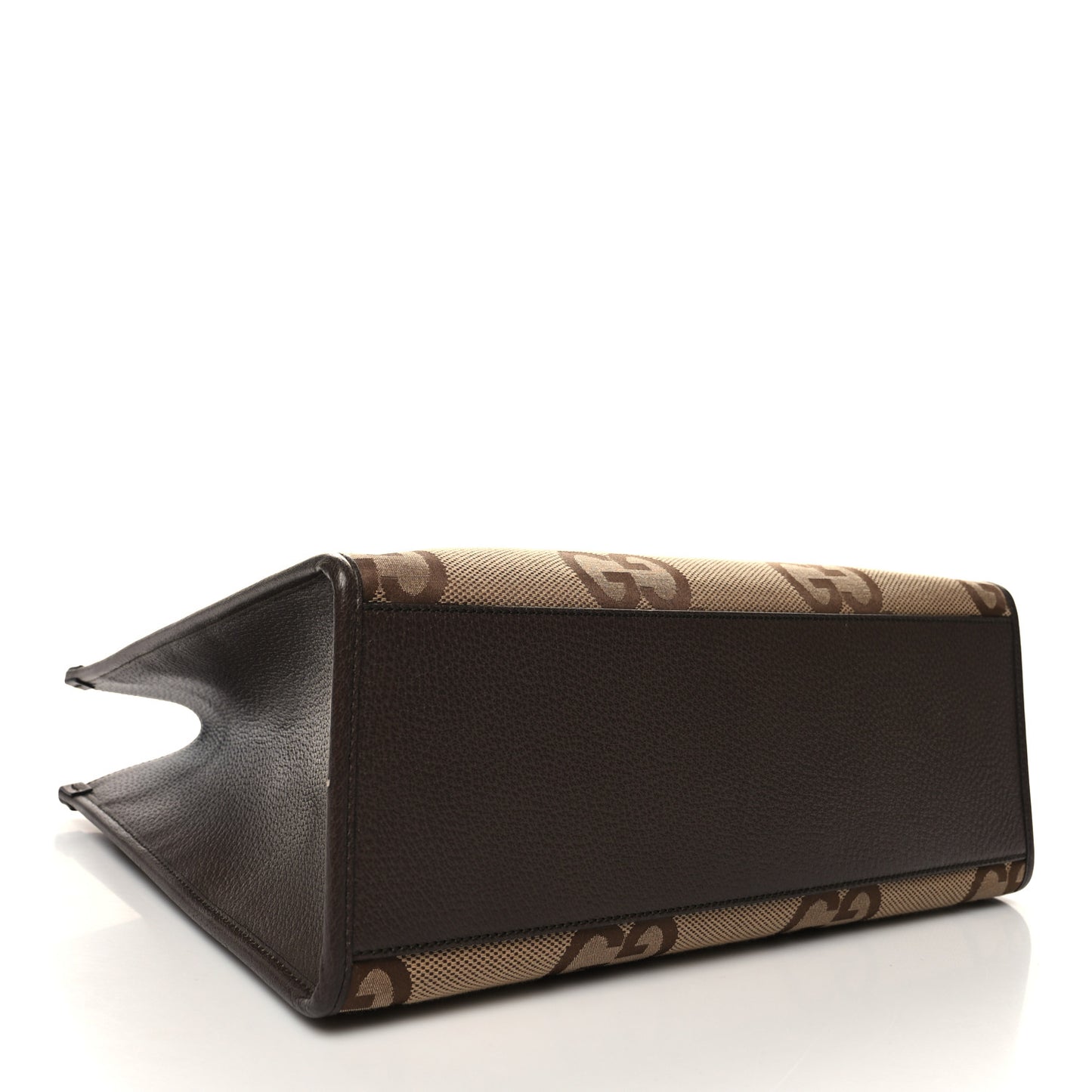 Monogram Jumbo GG Textured Dollar Calfskin Web Tote Bag Camel Ebony New Acero