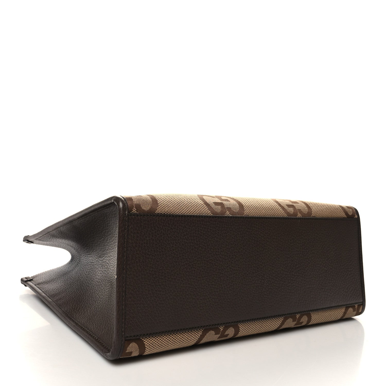 Gucci Monogram Jumbo GG Textured Dollar Calfskin Web Tote Bag Camel Ebony New Acero 4 of 12