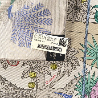 Hermes Silk Twill Precious Paradise Scarf 45 Argent Bleu Rose 3 of 3