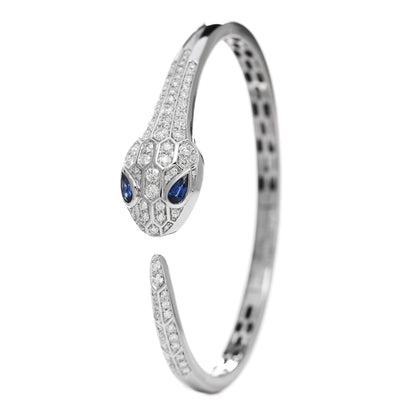 Bulgari 18K White Gold Diamond Blue Sapphire Serpent Bracelet S 6 of 10