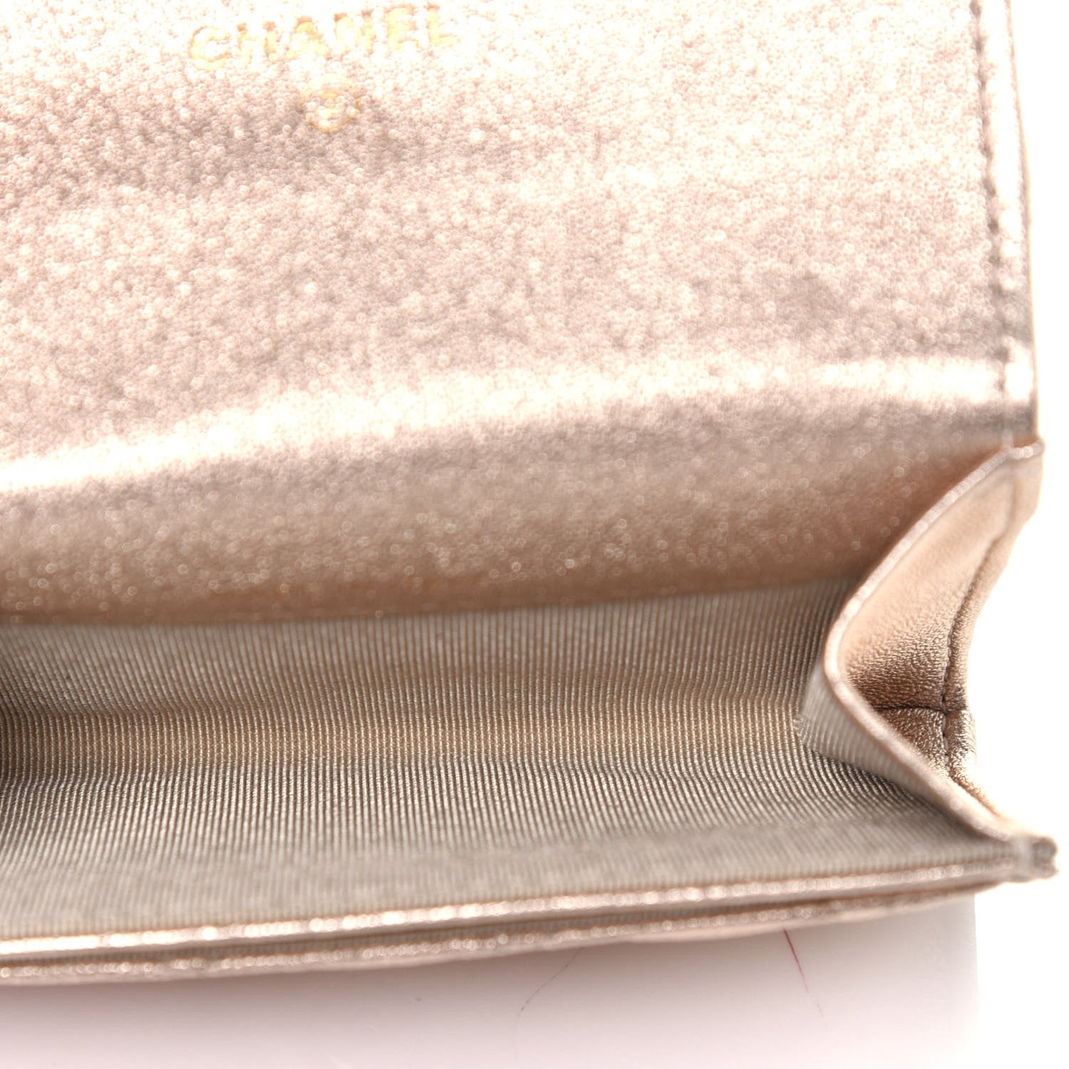 Chanel Metallic Lambskin Quilted Flap Card Holder Wallet Gold 5 of 8
