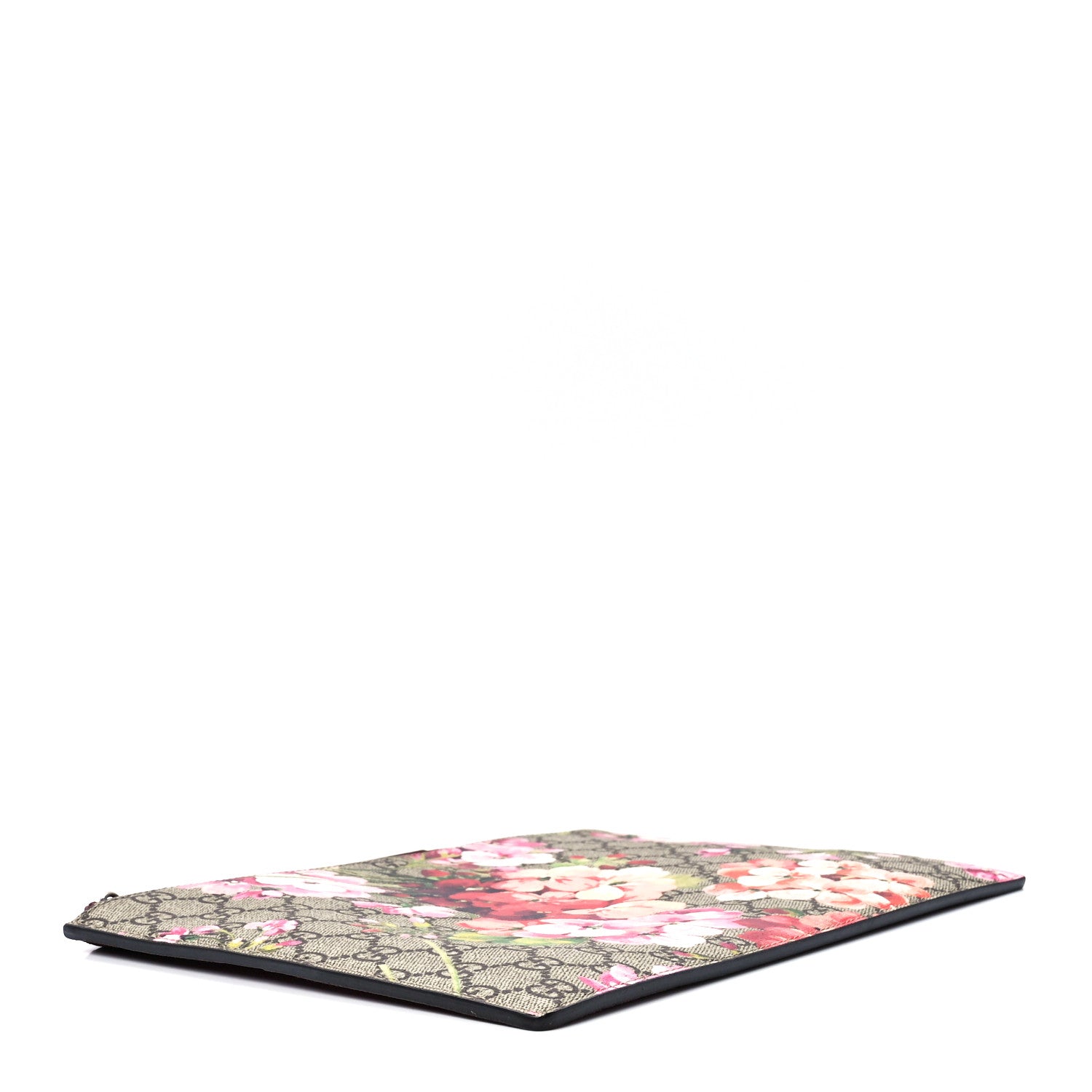 Gucci GG Supreme Monogram Blooms Suede Large Zip Pouch Beige Multicolor Dry Rose 4 of 12