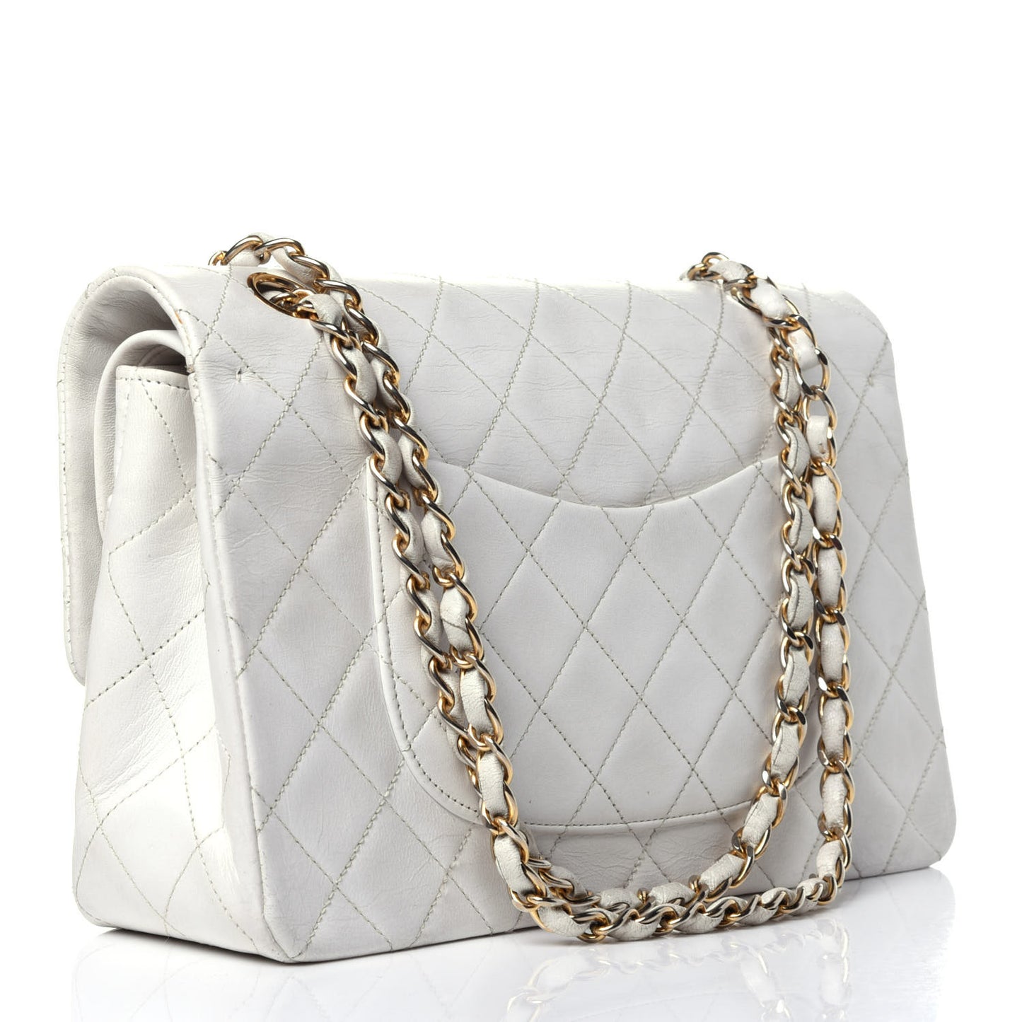 Lambskin Quilted Medium Double Flap White