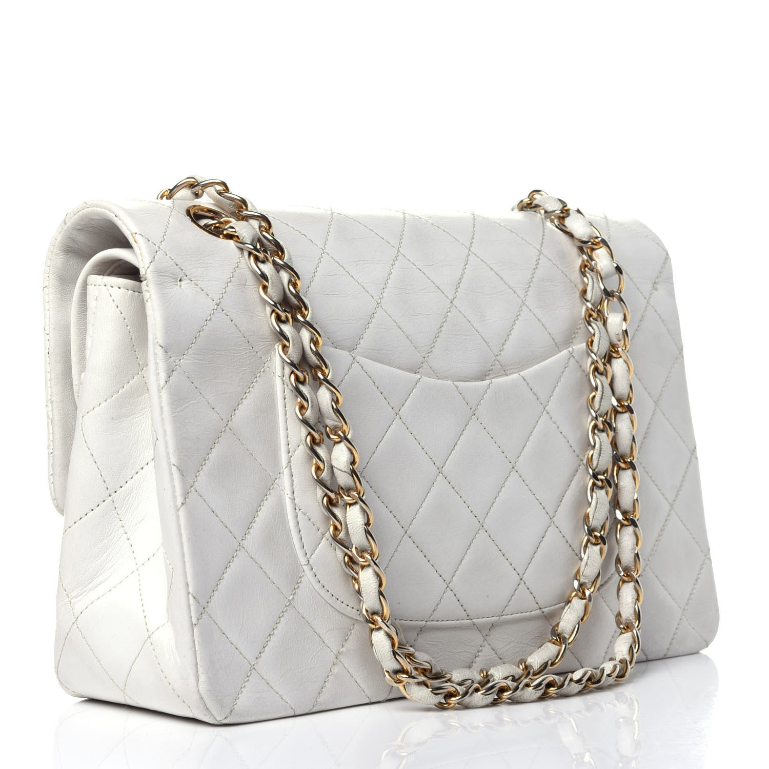 Chanel Lambskin Quilted Medium Double Flap White 3 of 17