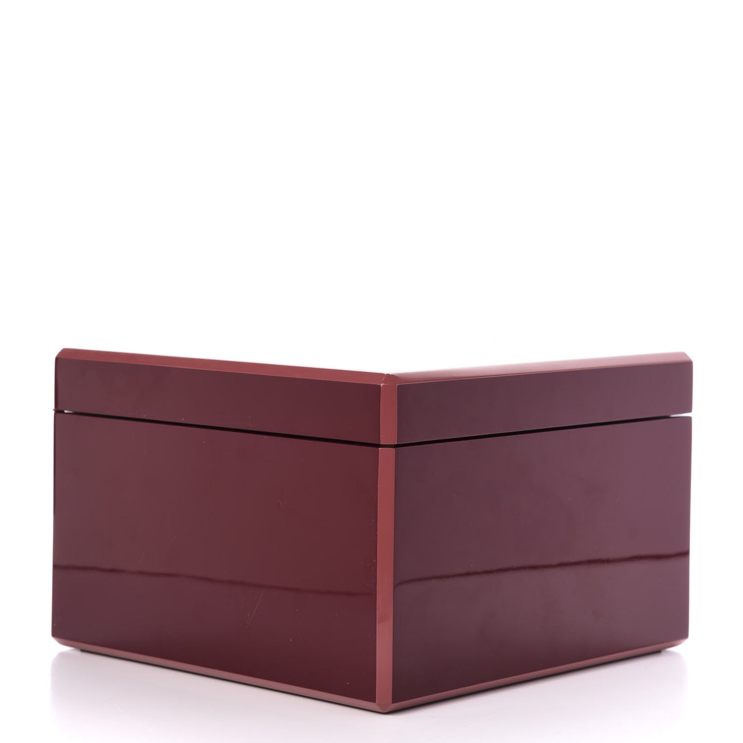 Lacquered Wood Smooth Taurillon Facettes Jewelry Box