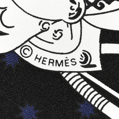 Hermes Silk Les Mustangs Bandana 55 Marine Black White 5 of 6