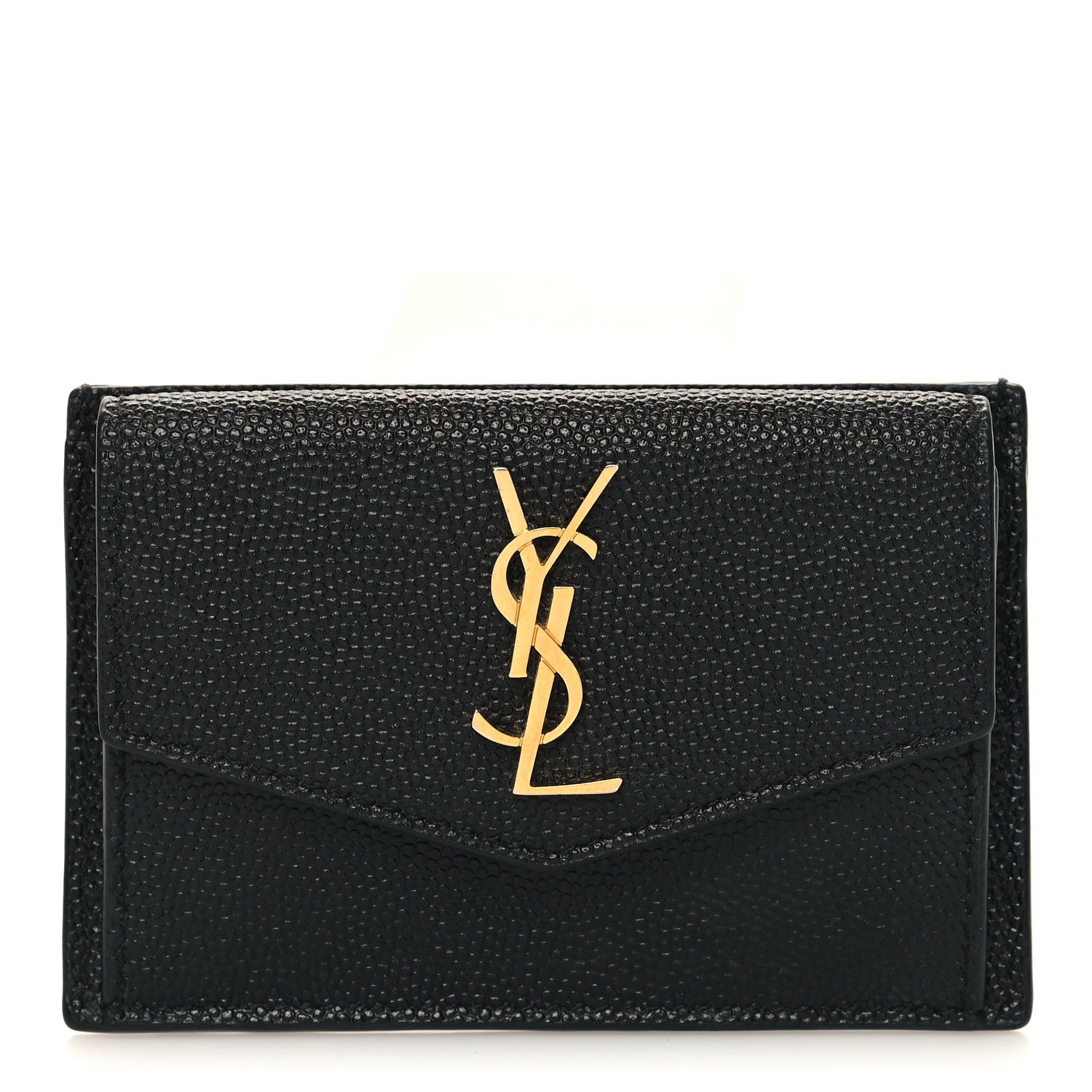 Saint Laurent Grain De Poudre Uptown Monogram Card Case Black 1 of 9