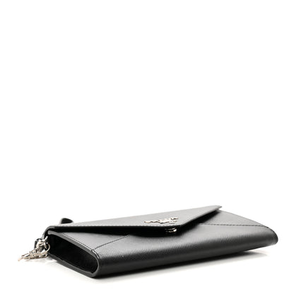 Prada Saffiano Envelope Wristlet Crossbody Wallet Black 4 of 9