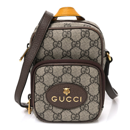 Gucci GG Supreme Monogram Mini Neo Vintage Double Zip Messenger Bag Beige New Acero Crop 1 of 10