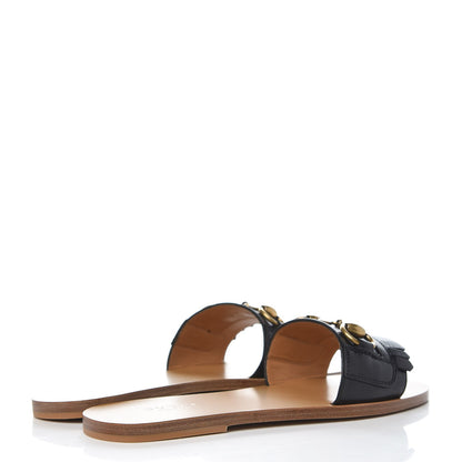 Gucci Malaga Kid Fringe Horsebit Slide Sandals 36 Black 4 of 10