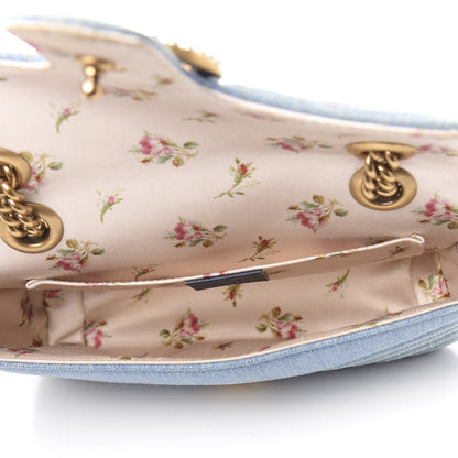 Gucci Denim Matelasse Mini Pearly GG Marmont Shoulder Bag Blue 7 of 15