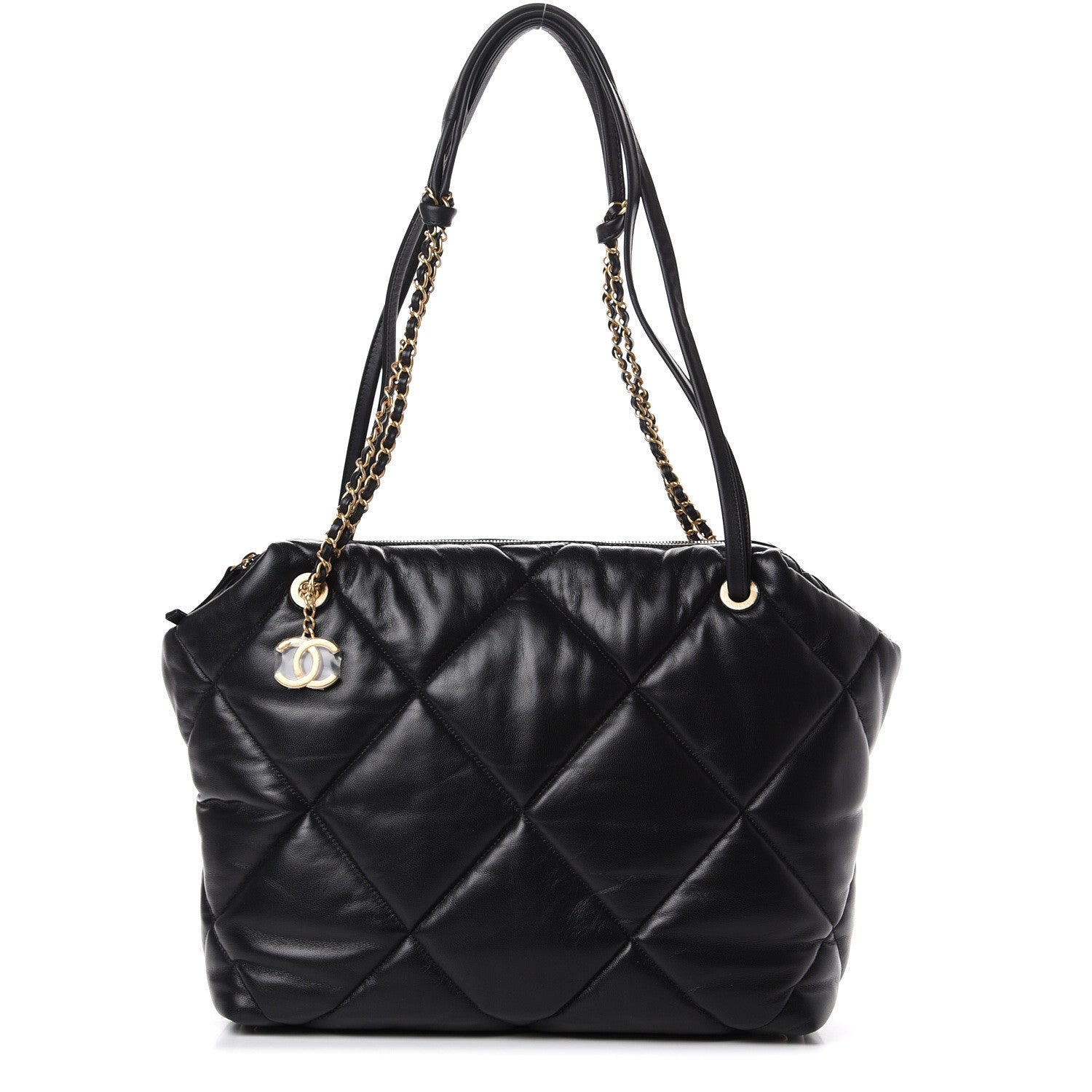 Chanel Lambskin Quilted Large Bowling Bag Black 1 of 12