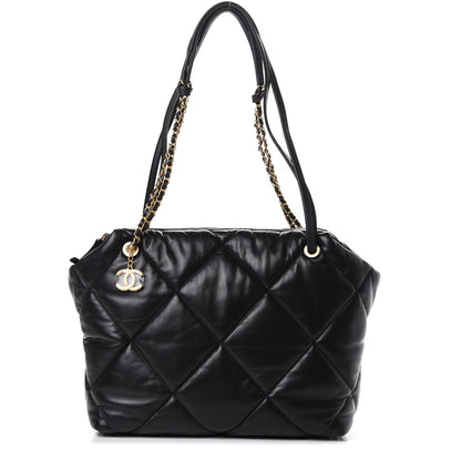 Chanel Lambskin Quilted Large Bowling Bag Black 1 of 12