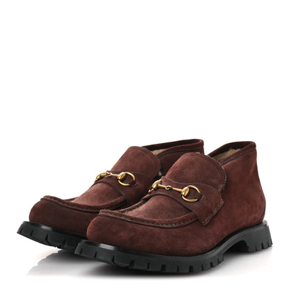 Gucci Suede Shearling Mens Harald Horsebit Ankle Boots 12 Light Brown Butterscotch 4 of 12