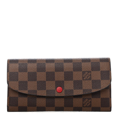 Louis Vuitton Damier Ebene Emilie Wallet Red 1 of 4