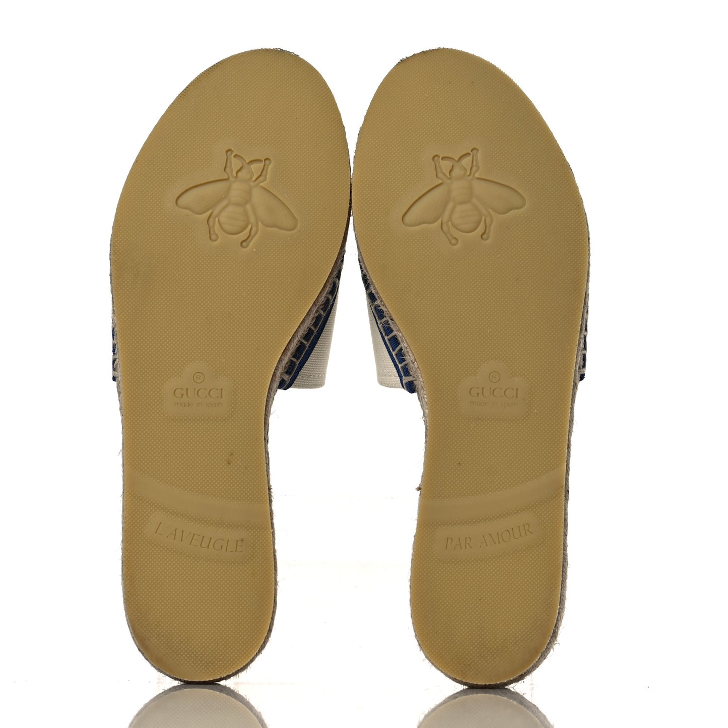 Canvas Interlocking G Espadrille Slide Sandals 39.5 Mystic White Royale Blue