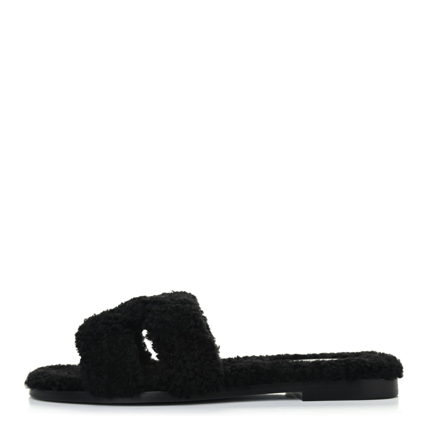 Hermes Woolskin Oran Sandals 37 Black 1 of 4