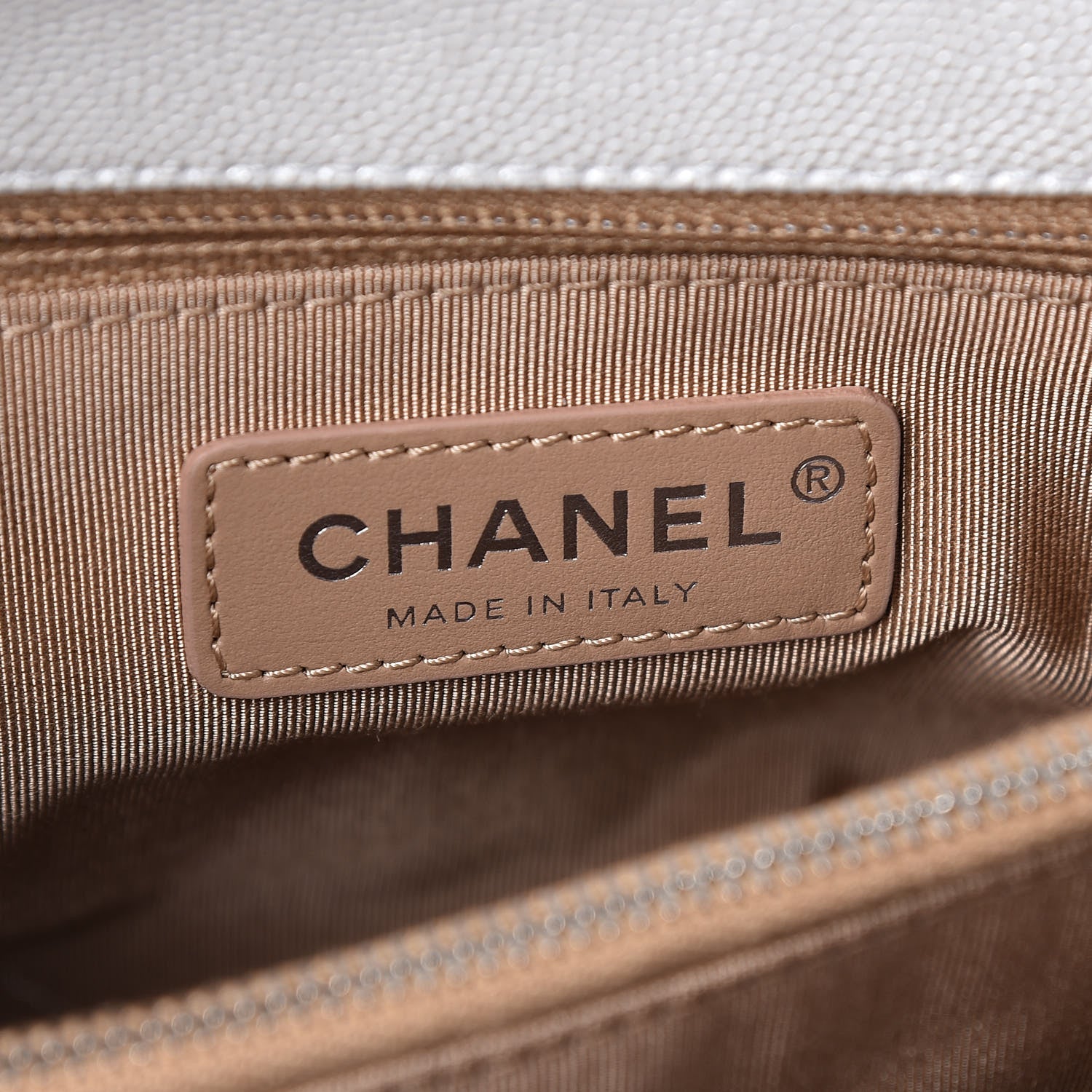 Chanel Iridescent Caviar Chevron Quilted Small Coco Handle Flap White 6 of 10