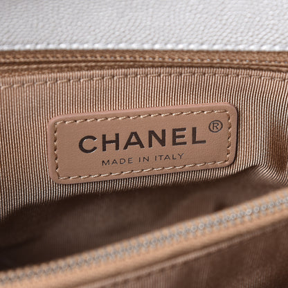 Chanel Iridescent Caviar Chevron Quilted Small Coco Handle Flap White 6 of 10