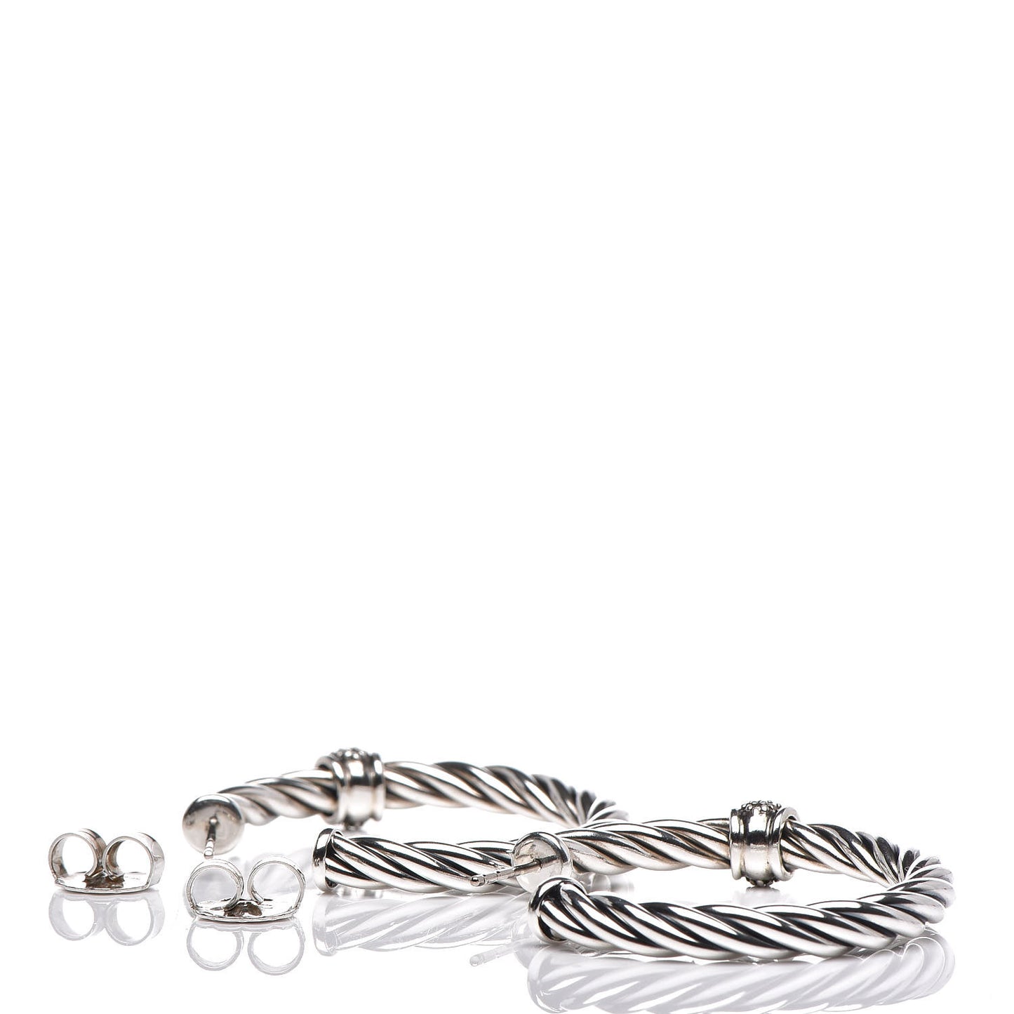 Sterling Silver Diamond Cable Classics Hoop Earrings
