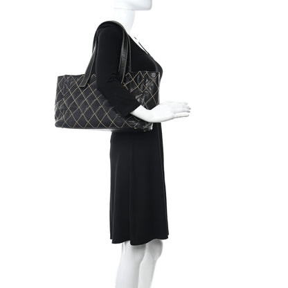 Chanel Calfskin Contrast Stitch Surpique Tote Black 2 of 13