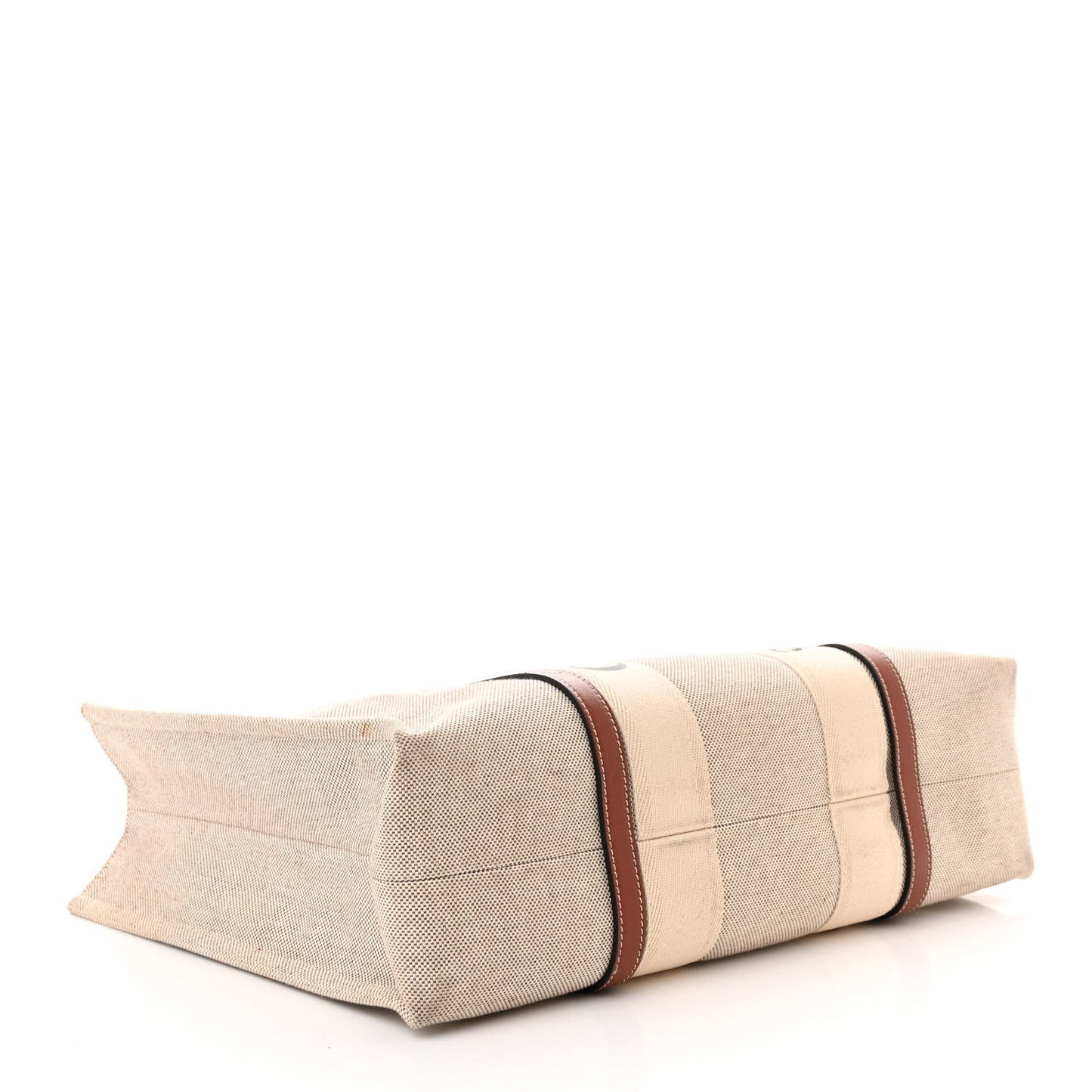 Cotton Calfskin Large Woody Ribbon Tote White Brown