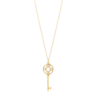 Tiffany 18K Yellow Gold Diamond Large Atlas Key Pendant Necklace 1 of 5