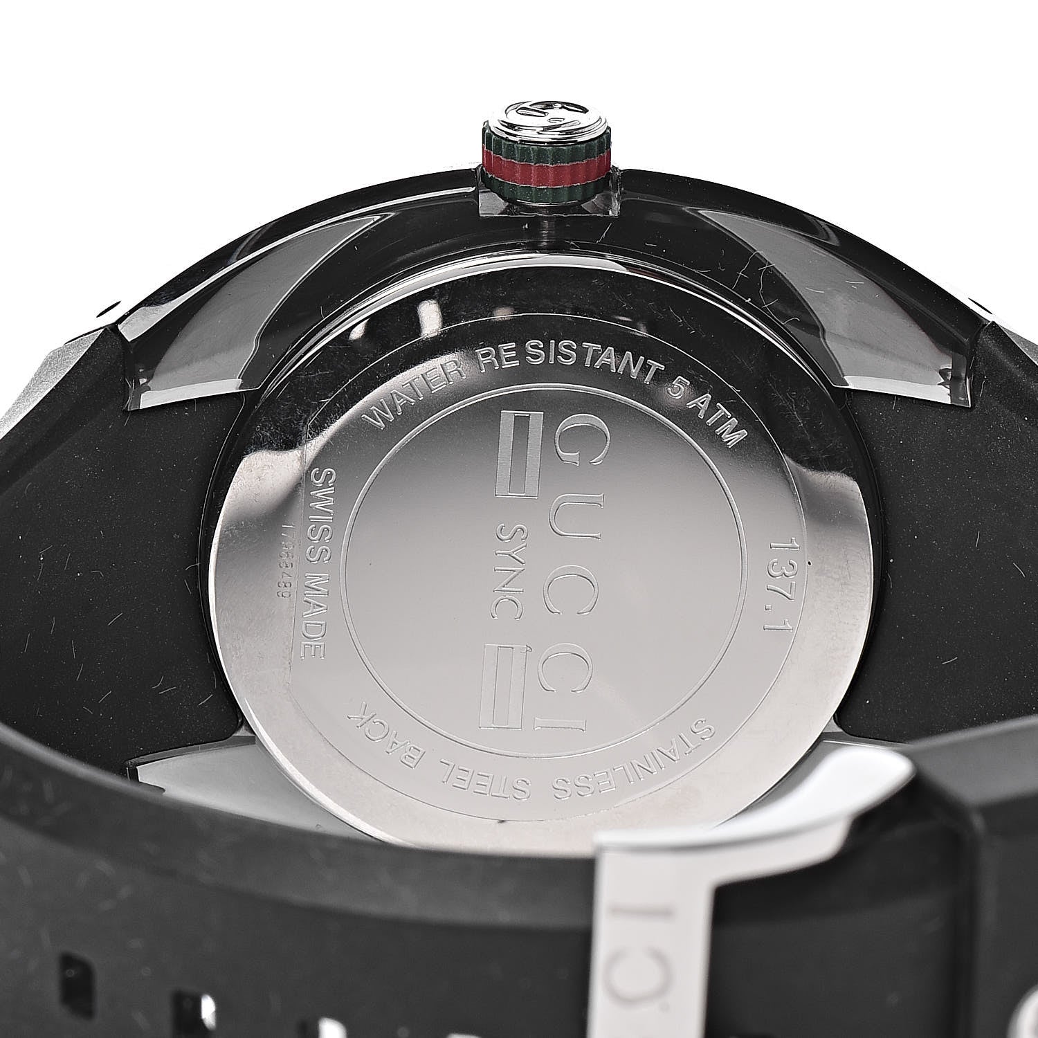 Gucci Stainless Steel Rubber 46mm Sync Web Quartz Watch Black 5 of 6