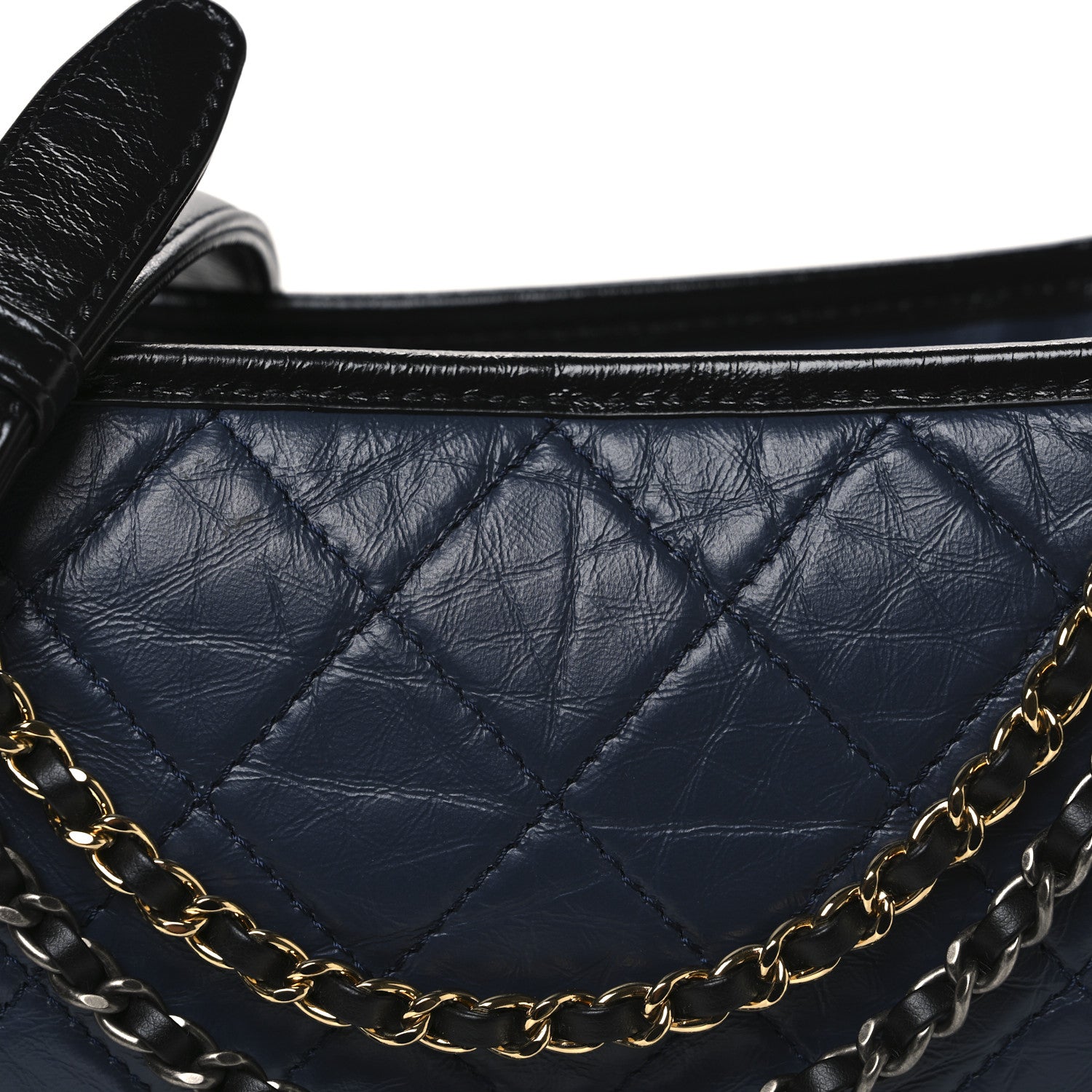 Chanel Aged Calfskin Quilted New Medium Gabrielle Hobo Navy Black 8 of 10