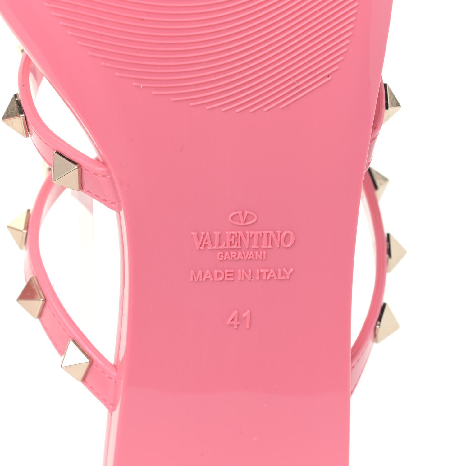 Valentino Garavani PVC Jelly Rockstud Caged Flat Thong Sandals 41 Sweet Pink 5 of 5