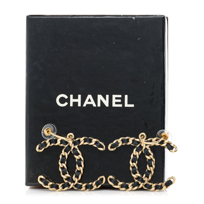 Chanel Lambskin CC Chain Drop Earrings Black Gold 3 of 5