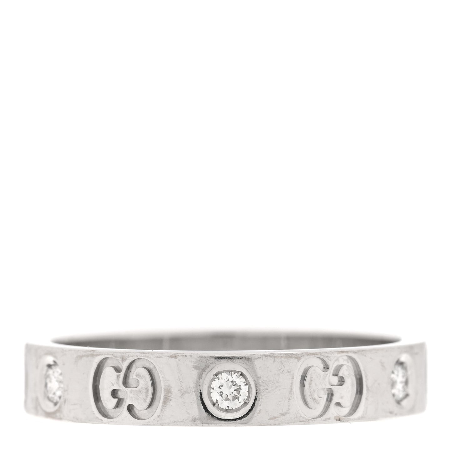 18K White Gold Diamond Icon Band Ring 60 9