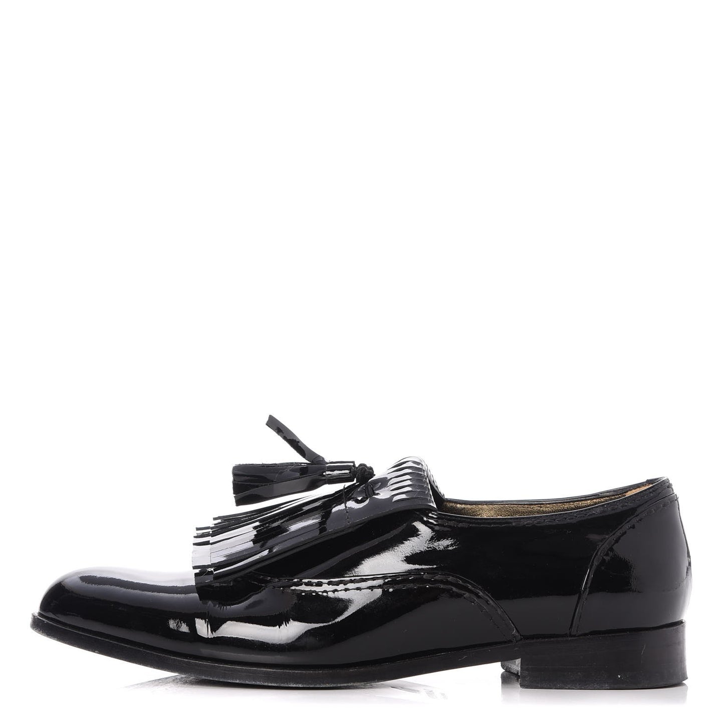 Patent Mila Tassel Fringe Loafers 39 Black