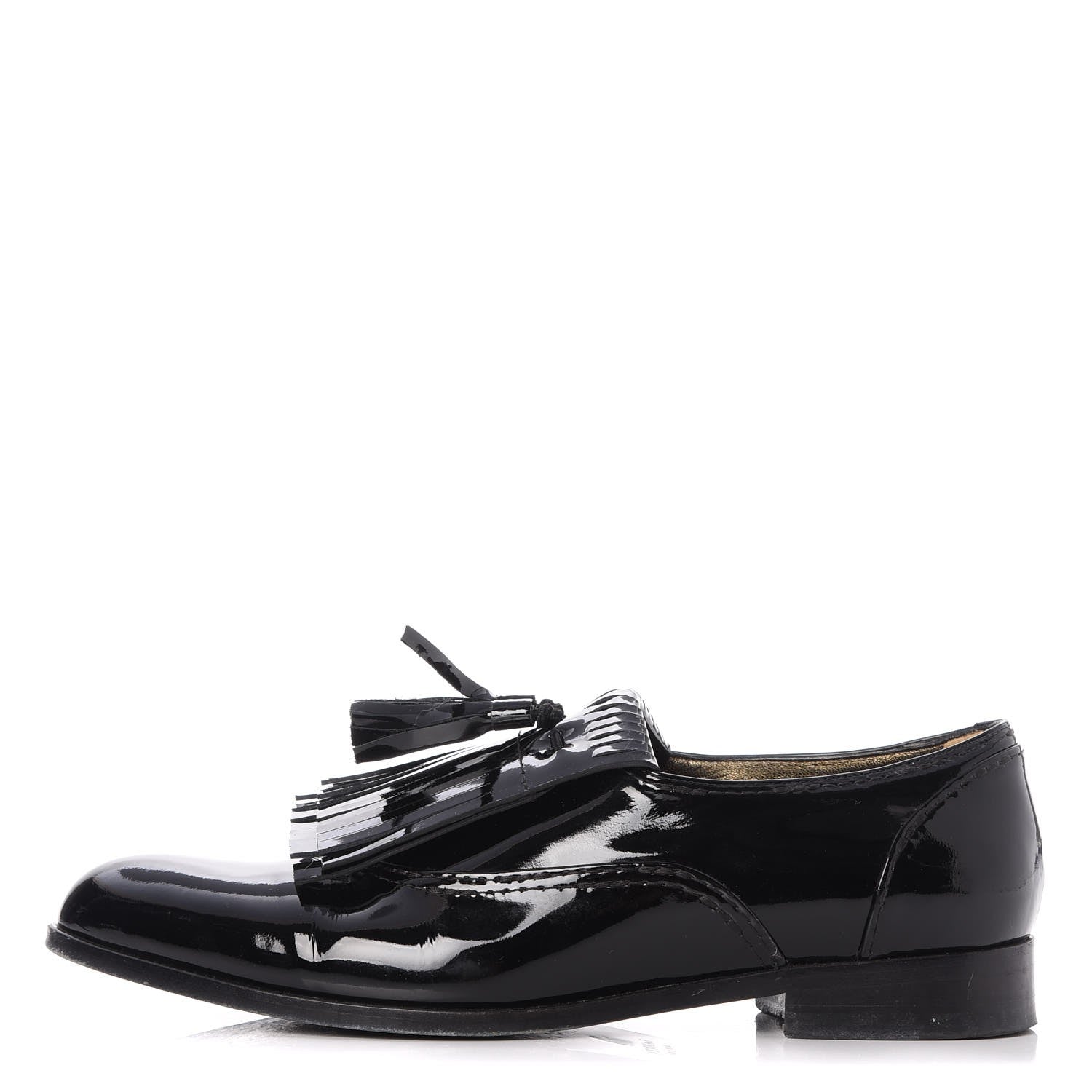 Lanvin Patent Mila Tassel Fringe Loafers 39 Black 1 of 13