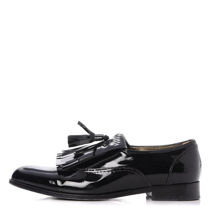 Lanvin Patent Mila Tassel Fringe Loafers 39 Black 1 of 13