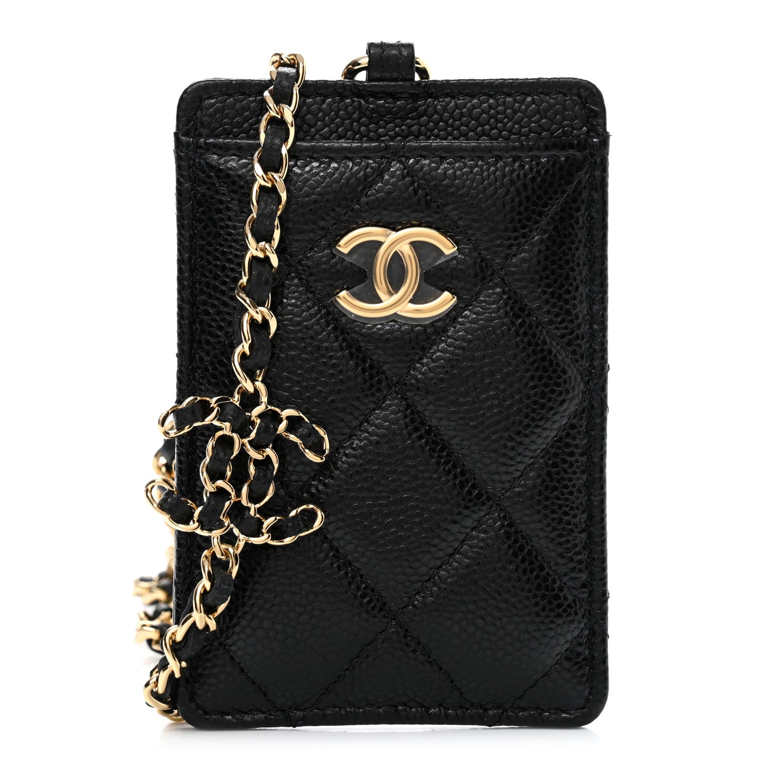 Chanel Caviar Quilted Miss Coco Card Holder On Chain Black 1 of 10