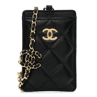 Chanel Caviar Quilted Miss Coco Card Holder On Chain Black 1 of 10